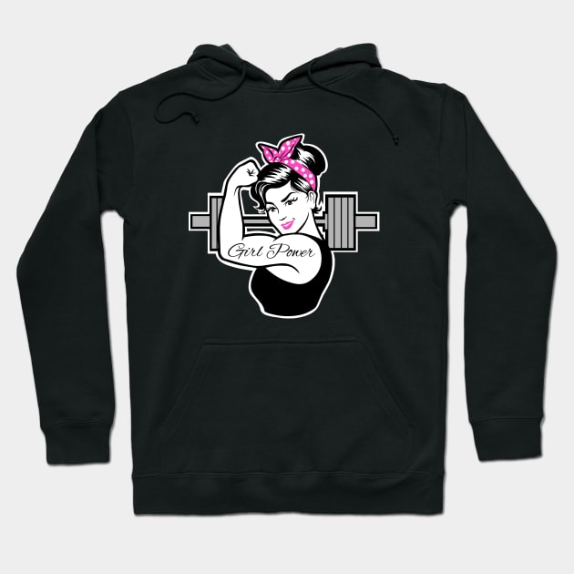 gym girl, barbell girl, weightlifting girl, fitness girl Hoodie by TimAddisonArt